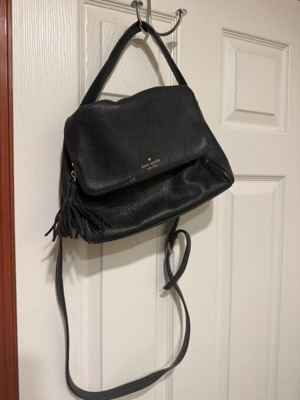 Kate Spade New York Bundle — Black Wellesley Tote + Pebbled Leather Tassel Cross - Picture 2 of 8